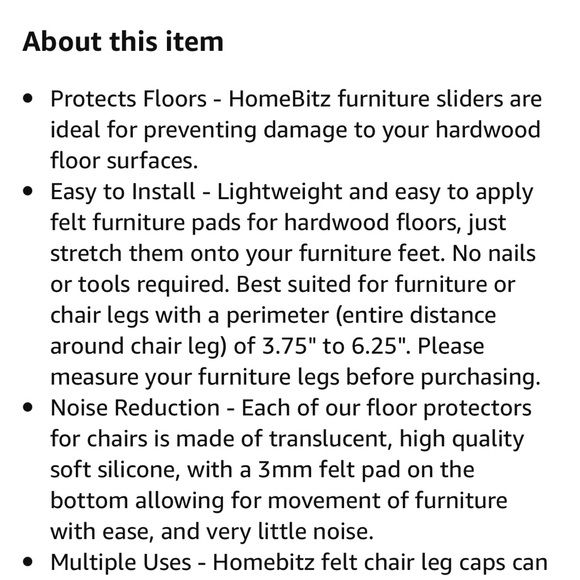 16 Furniture Chair Leg Floor Protectors Sliders + 2 Self-Adhesive Felt Sheets - Picture 12 of 15